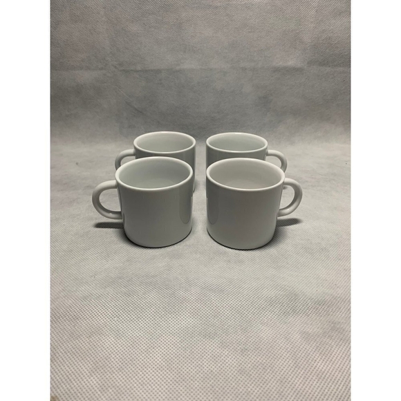 Set of 4 Coffee Mug Crate & Barrel Espresso Cups 4x White Porcelain Espresso Mug - Picture 5 of 12
